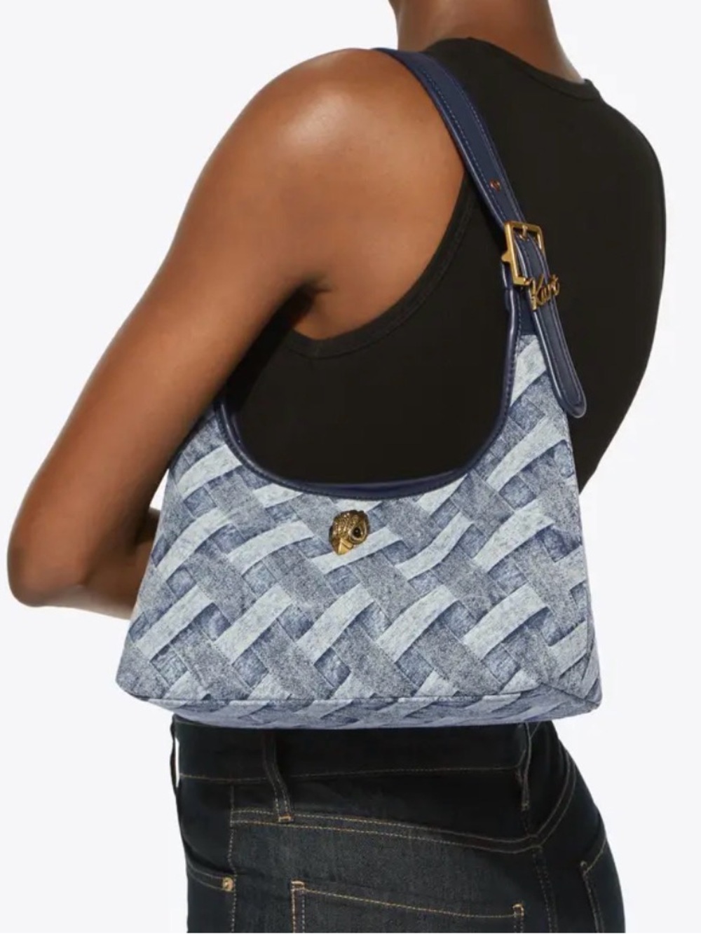 Kurt Geiger London Kurt Shoulder Bag – Denim Woven Print – NWT - Picture 3 of 8